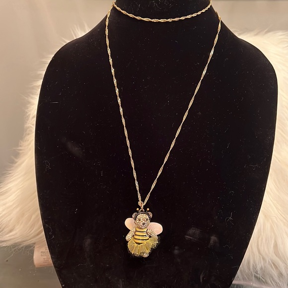 Betsey Johnson Bumble Bee Pave Bear Necklace - Picture 5 of 6